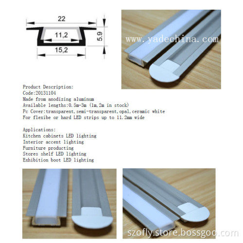 Embedded Kitchen Cabinet LED Alu Profiles for LED Strips Lighting
